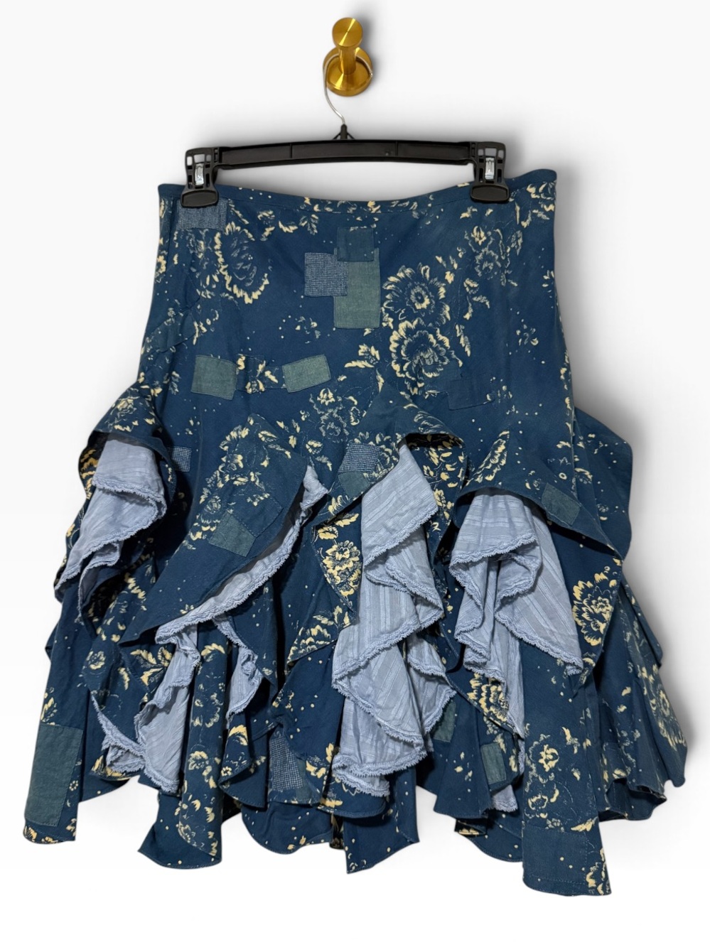 RARE Vintage and ICONIC Ralph Lauren Blue Label Patchwork Ruffle Skirt Size 2